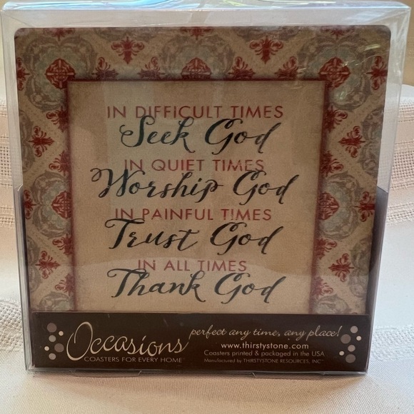 $5 ADD ON with $15+ Bundle Thirstystone Absorbent Coasters Seek God Set of 4 NWT - Picture 4 of 6